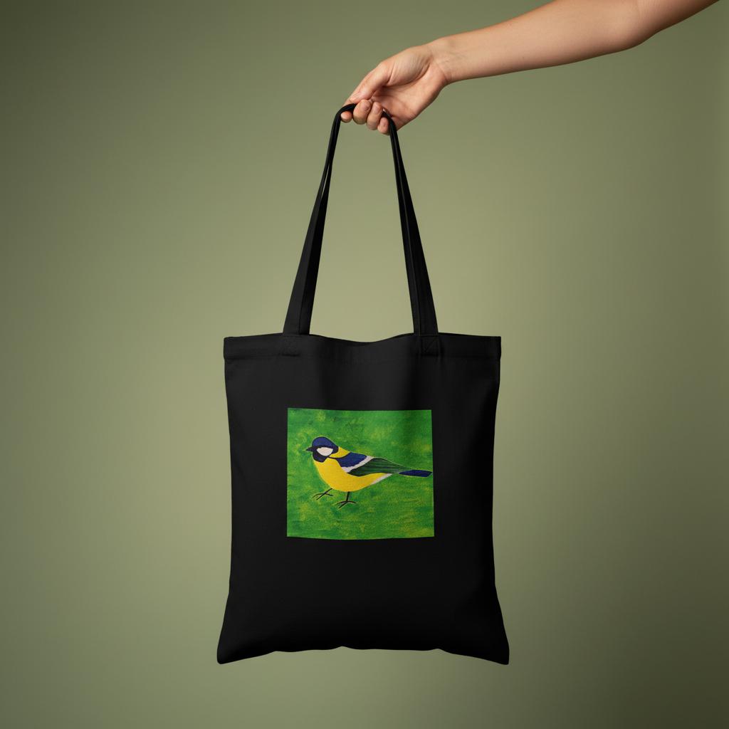 Blue Tit Bird Premium 100 % Cotton Canvas Tote Bag
