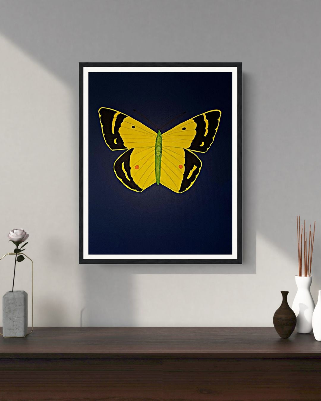 Butterfly Hand Painted Wooden Framed Art Print