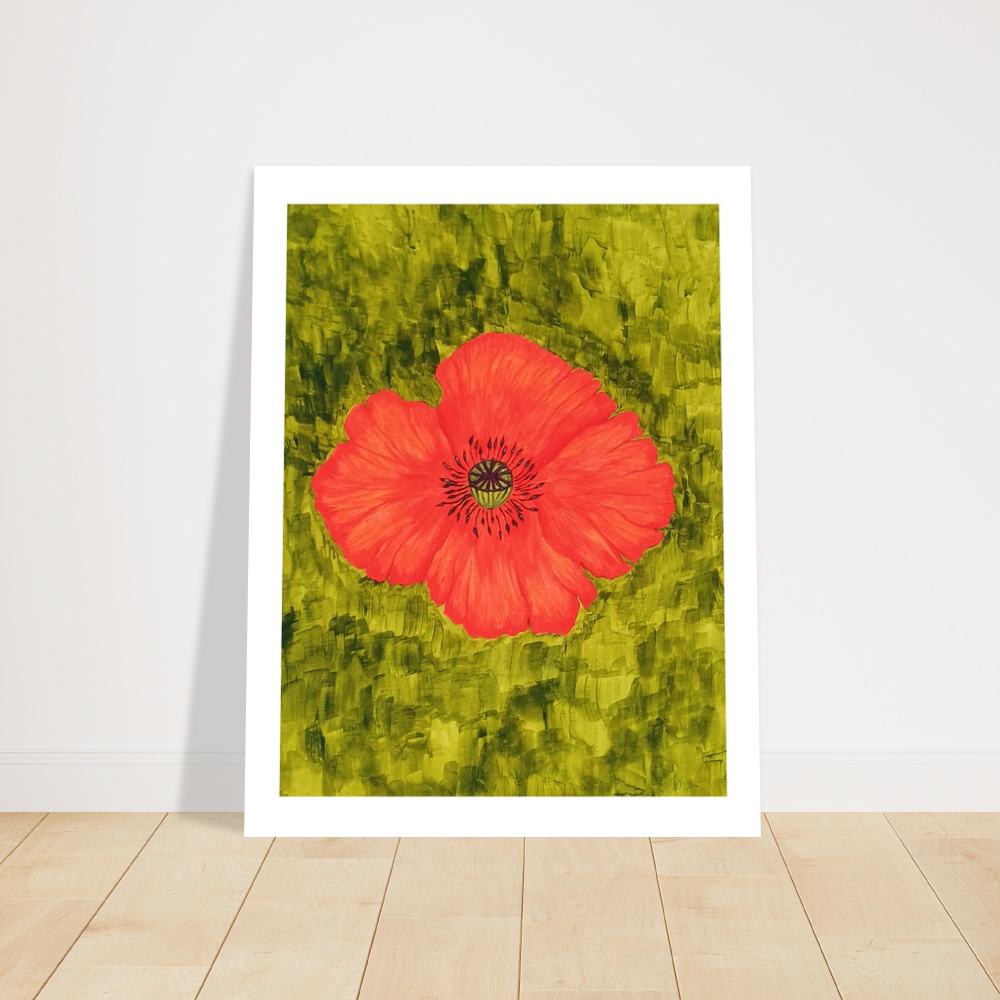 Hand Painted Abstract Poppy Flower Wall  Art Print