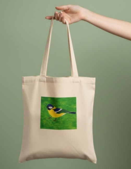 Blue Tit Bird Premium 100 % Cotton Canvas Tote Bag