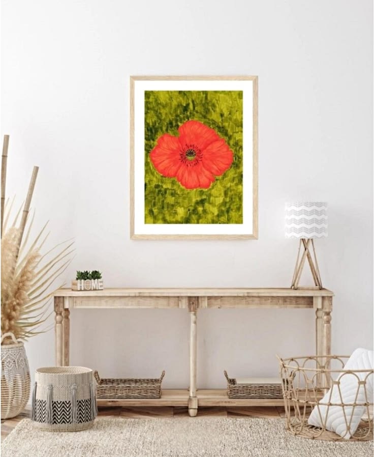 Poppy Hand Painted Wooden Framed Art Print