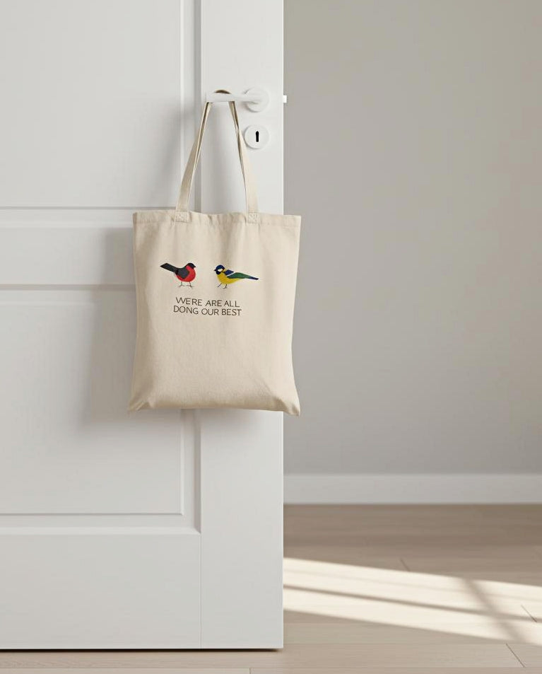 Birds Premium 100 % Cotton Canvas Tote Bag Natural