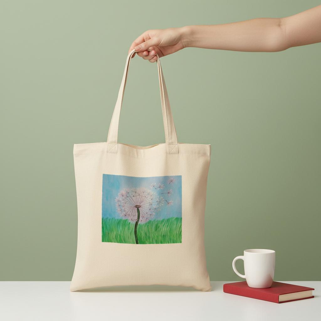 Dandelion Premium 100 % Cotton Canvas Tote Bag Natural